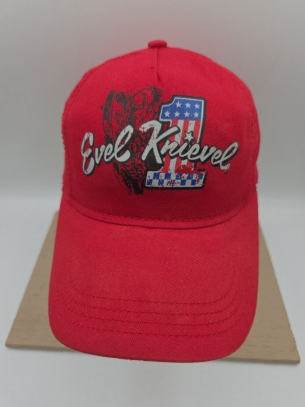 Evel Knievel Red Snapback Hat Adjustable Graphic Print Motorcycle Cap
